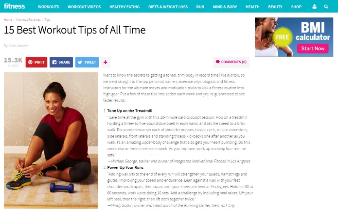 Fitnessmagazine on working out