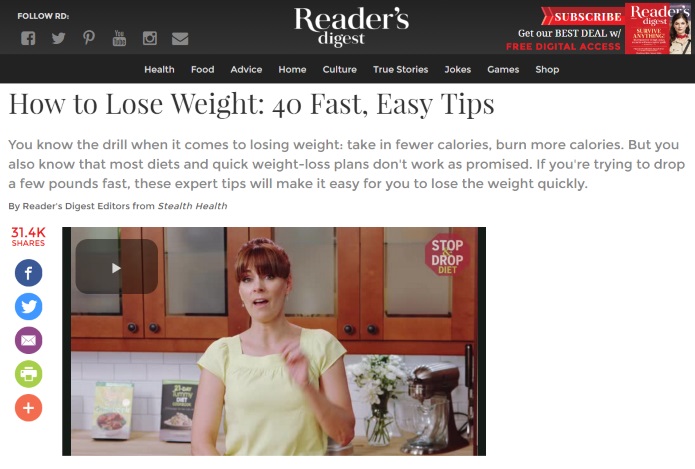 readers digest on weight loss