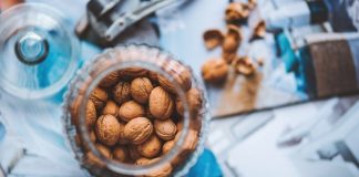 walnuts in glass jar