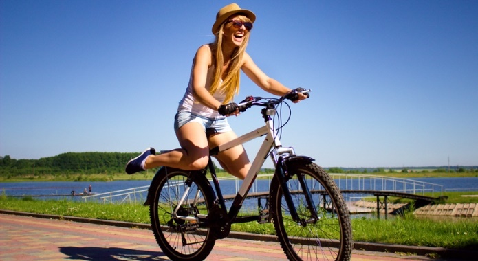 woman riding a bike