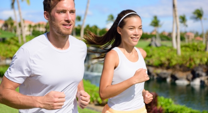 young couple jogging