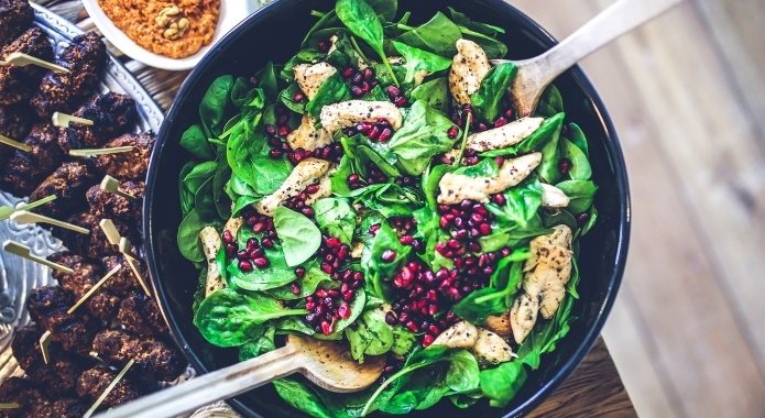 spinach with meat salad