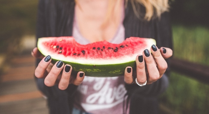 woman with watermelon